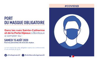 COVID-19 : port du masque obligatoire rue Sainte-Catherine et rue de la Porte Dijeaux à Bordeaux